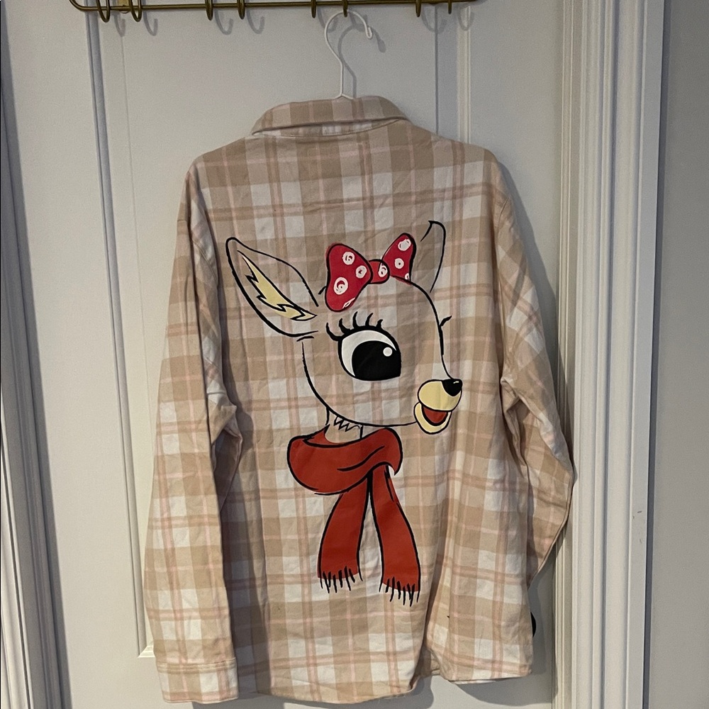 Plaid Button Down Shirt with Deer Design - Picture 1 of 5